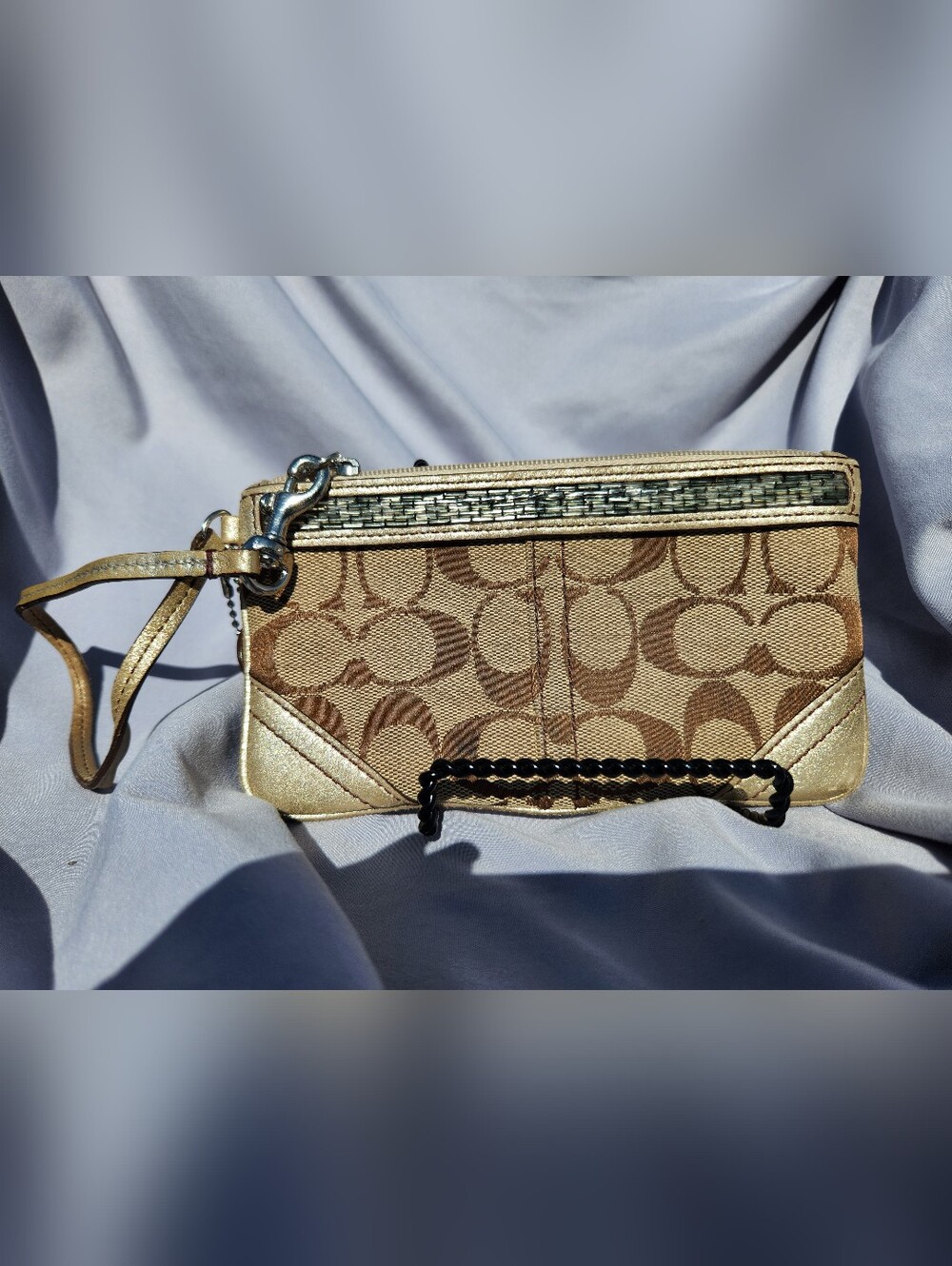 Coach Gold Signature Canvas Wristlet
